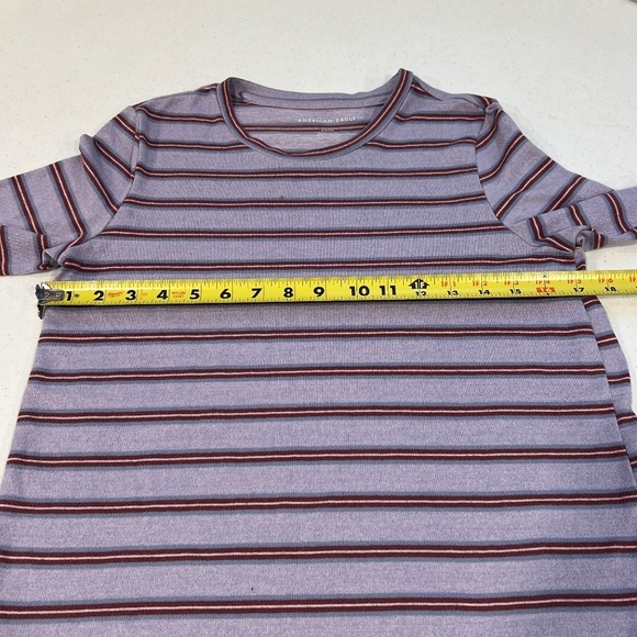 American eagle long sleeve soft knit sweater shirt Purple Maroon stripe sz Small - Picture 3 of 6